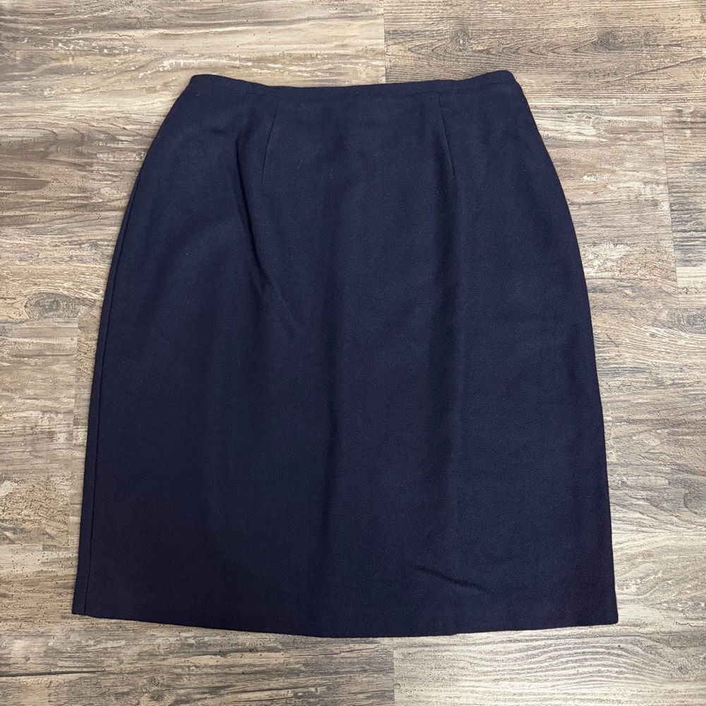 Norton McNaughton Vintage Navy Blue 100% Virgin Wool Skirt Size 8